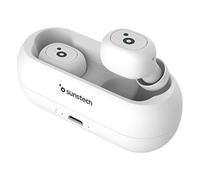 SUNSTECH WAVEPODS LITE. Auriculares TWS Inalámbricos Bluetooth 5.0 In-Ear. Ligeros (5 gr). Controles Multifunción. Base de Carga magnética y micrófono Incorporado para iPhone y Android. Color Blanco
