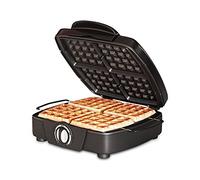 SUNTEC Gofrera para 4 gofres belgas gruesos - Gofrera de 1200 vatios - Extractor de acero inoxidable - Placas antiadherentes - Forma cuadrada - Una delicia para niños y adultos - WAE-8335