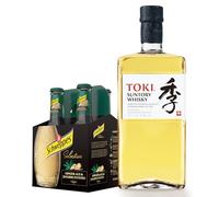 Suntory Toki - Whisky Japones 43%, Botella de 700 ml + Schweppes Selection Ginger Ale, Bebida Jengibre Refrescante - Vidrio, Pack 4x20cl