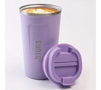 SUNTQ Taza de café para llevar de acero inoxidable, taza térmica de doble pared aislada, taza de café con tapa a prueba de fugas, reutilizable (lila, 510 ml)
