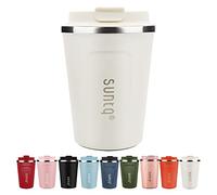 SUNTQ Taza de café Reutilizable - Taza de Viaje de Acero Inoxidable con Tapa a Prueba de Fugas - Aislamiento al vacío de Doble Pared - Tazas ecológicas - para Bebidas frías y Calientes, 380ml Blanco
