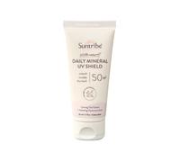 Suntribe Crema mineral orgánica para el sol facial SPF 50/50 ml, 100% natural y a prueba de arrecifes, filtro UV mineral, Dry Touch (no grasa), nutritiva - invisible en tonos claros de piel