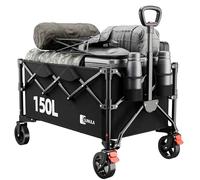 SUNULA Carro Plegable 120kg 4 Lados Transporte, asa un Clic & Ruedas Todo Terreno Frenos 150L, Negro