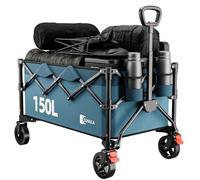 SUNULA Carro Plegable 120kg 4 Lados Transporte, asa un Clic & Ruedas Todo Terreno Frenos 150L, Verde