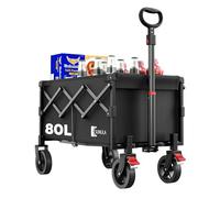 SUNULA Carro Plegable pequeño 80L 100KG, Carro Plegable con Peso reducido, Carro Todoterreno con Frenos, Negro
