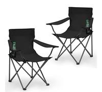 Sunula Juego de 2 sillas de Camping Plegables de 1,65 kg, Peso lo Suficientemente Ligero para Cualquier Persona con Soporte para Bebidas para un fácil Almacenamiento, Color Negro