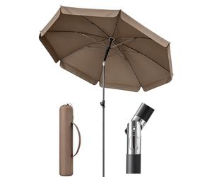 Sunula Sombrilla 180 cm con Funda, Sombrilla de Jardín con Inclinación y Mástil de 2 Piezas Altura Regulable, UPF50+ Protección UV, Impermeable, para Balcón Jardín Playa Terraza