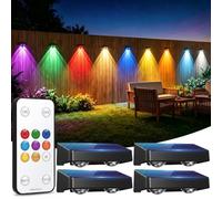 sununiny Mini luces solares para valla al aire libre, paquete de 8 luces de jardín al aire libre IP65 impermeables, 9 colores, 11 modos, luces RGB para valla de jardín, funciona con energía solar para