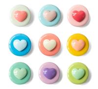SUNURS Lote de 16/9 imanes brillantes en forma de corazón macaron - Para pizarra blanca, taquilla, cocina y oficina, calcomanías magnéticas decorativas y coloridas (multicolor, multicolor)