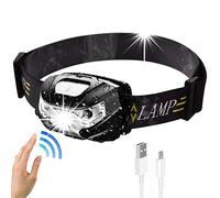 SUNWAN LED Head Torch,10000 Lumen Ultra Bright USB Rechargeable Headlamp,Hand Shake Sensor Switch,3 Light Mode,IPX4 Waterproof