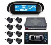 Sunwan N8P4L Sensor de estacionamiento de coche Dual-Core, vista delantera y trasera con pantalla LCD, sistema de radar de retroceso, 4 voces, conmutable con 8 sensores negros