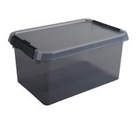 Helit H6164908 - Caja de almacenaje the comfort-line 6 L, gris transparente, caja de almacenaje con tapa