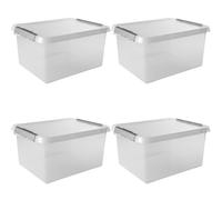 Sunware Comfort Line - Caja de almacenamiento (22 L, 40 x 30 x 26 cm, 4 unidades, caja de almacenamiento de plástico con tapa, apta para ropa, juguetes, material de bricolaje y mucho más