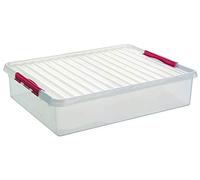 Sunware Q-Line 75600605 BettBox - Caja de cama (60 L, 800 x 500 x 180 mm), transparente y rojo