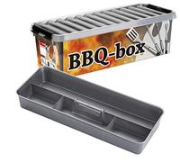 Sunware Q-line Caja Barbacoa Con Bandeja 9,5L - 48,5x19x14,7 cm - Metal Negro - Con Tapa Apilable