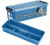 Sunware Q-line Caja Camping 9,5L - 48,5x19x14,7 cm - Con Bandeja Interior - Azul Negro - Caja De Almacenamiento