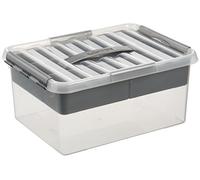 Sunware Q-line Caja De Almacenamiento 15L - 40x30x18 cm - Con Bandeja Interior - Transparente Metalizada - Caja Con Tapa