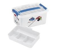 Sunware Q-line Caja De Costura 22L - 40x30x26 cm - Con Bandeja Interior - Blanca Azul - Caja De Almacenamiento