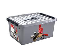 Sunware Q-line Caja Limpieza Zapatos 15L - 40x30x18 cm - Con Bandeja Interior - Metal Negro - Caja De Almacenamiento