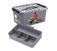 Sunware Q-line Caja Limpieza Zapatos 6L - 30x20x14,5 cm - Con Bandeja Interior - Metal Negro - Caja De Almacenamiento