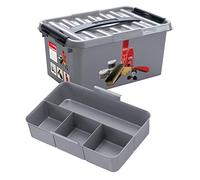 Sunware Q-Line - Caja para limpieza de zapatos (incluye 1 caja, 6 L, 30 x 20 x 14 cm), color gris y negro