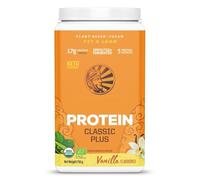 Sunwariior Classic Plus - Proteína orgánica con sabor a vainilla sin gluten, sin lácteos, 750 g en polvo