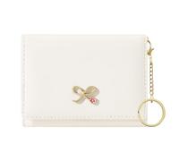 Sunwel Fashion Bonita cartera con lazo de coqueta con monedero pequeño rosa Froral, tarjetero, ventana de identificación, llavero para mujer, Blanco Sucio, Coqueta