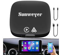 sunweyer SW05 Adaptador CarPlay Android Auto Inalámbrico 2+32GB con Play Store y Netflix/Youtube - A Inalámbrico, TF/USB, Instalación Apps (Solo para Sistemas con Cable)
