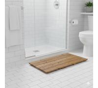 SUNWOOD Plataforma de ducha 100 x 70 cm de madera Thermo-Wood interior/exterior, con patas antideslizantes