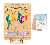Sunwuun Regalos de consagración juvenil, 18 x 13 cm, divertido regalo de dinero para niños y niñas, caja de regalo de madera, ideal para decoración juvenil, cartel de madera con soporte