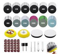 Sunxeke 275 discos de lijado y tambor de 2 pulgadas para accesorios de herramientas Dremel, papel de lija de gancho y bucle de grano 80-5000 con almohadillas de lijado de vástago de 1/4 pulgadas 1/8