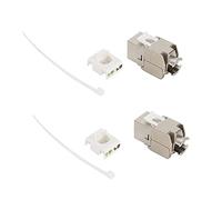 Sunxtzyl 2 piezas de adaptador de módulo de red RJ45 sin engarzar, interfaz hembra CAT7 10G, acoplador blindado de aleación de zinc con contactos chapados en oro para paneles de cableado de