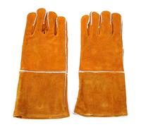 Sunxtzyl Guantes de soldadura, guantes de seguridad para soldadores de cuero de vaca, protección duradera y antiestática para las manos en trabajos de soldadura y corte, talla única que se