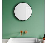 SUNXURY Espejo de pared de baño de 40 cm, espejo redondo, espejo de baño, marco de metal cepillado negro, espejo de 4 mm de grosor de espejo decorativo para salón, dormitorio, baño, pasillo,