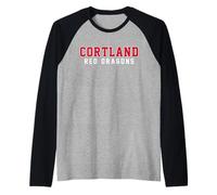 SUNY Cortland Red Dragons Classic Stacked Collegiate Text Camiseta Manga Raglan