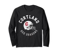 SUNY Cortland Red Dragons Retro Football 80's Distressed Manga Larga