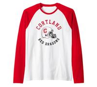 SUNY Cortland Red Dragons Vintage Football Helmet Camiseta Manga Raglan