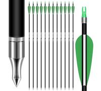 Sunya Flechas de Caza Arco Compuesto y Arco recurvado. Eje de Carbono de 30 Pulgadas, Espina 400/500 con Puntas Removibles. Paquete de 12 Unidades (Verde, Spine 500-30Inch)