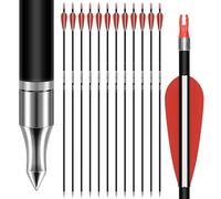 Sunya Flechas de Caza Arco Compuesto y Arco recurvado. Eje de Carbono de 30 Pulgadas, Espina 400/500 con Puntas Removibles. Paquete de 12 Unidades (Rojo, Spine 500-30Inch)
