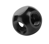 Sunydog Accesorio de Refrigeración por Agua Roscado G1/4, Adaptador de Latón Esférico Exquisito, Conector 3 Vías para Configuración Refrigeración por Agua PC, Negro/plateado, 1 Unidad (Negra)