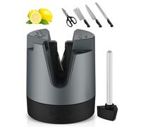 Sunydog Afilador de Cuchillos Dentado Duradero con Varilla de Cerámica para Cuchillos Borde Recto - Afilado Eficiente Cuchillas para Entusiastas la Cocina Gris Negro 2,76 X 2,36 X,36 Pulgadas
