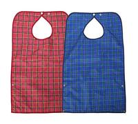 Sunydog Babero Impermeable Protector para la Hora de Comer para Adultos, Babero de PVC Adultos con Diseño Cierre a Presión, Rojo, Azul, Caqui Opcional, 45 X 75 Cm, 2 Baber
