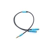 Sunydog Cable Divisor de de 3,5 Mm Macho 3,5 Mm a 2 Puertos Hembra, Elegante Adaptador Cable Auxiliar 30 Cm para IPods y Altavoces, Azul (Azul)