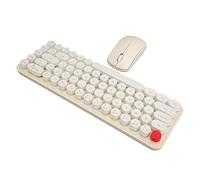 Sunydog Combo de Mouse de Teclado Inalámbrico Retro Silencioso, Diseño de Mouse del Mouse de Teclado de Oficina Portátil Pequeño de la Máquina de Escribir Pequeño, con Llave de Punto, 1 (Beige)