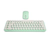 Sunydog Combo de Mouse de Teclado Inalámbrico Retro Silencioso, Diseño de Mouse del Mouse de Teclado de Oficina Portátil Pequeño de la Máquina de Escribir Pequeño, con Llave de Punto, 1 (Verde)