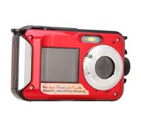 Sunydog Full HD 2.7K 48MP 10 Pies Dos Pantallas Resistentes Al Agua Cámara Digital con Disparos Continuos para Selfies, 2-3h de Trabajo, Batería de 650 MAh, Es Compatible con una Tarjeta (Rojo)