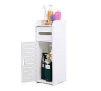 Sunydog Gabinete de Baño de Madera Blanco, Organizador Ahorrador Espacio para Artículos Esenciales Inodoro y Baño, Material PVC Resistente Al Agua y Duradero (Tamaño pequeño 3,8x4,8 cm)