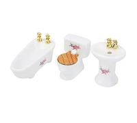 Sunydog Juego de Baño de Cerámica Exquisito en Miniatura para Casa Muñecas, Colección Muñecas, Bañera Blanca, Lavabo, Kit para Mini Casa 1/24 (#3)