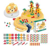 Sunydog Juego de Caja de Herramientas Creativa Bricolaje 204 Piezas con Taladro Eléctrico para Niños, Juguete Construcción Educativo Que Mejora Las Habilidades Resolución Problemas, Regalo Ideal