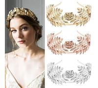 Sunydog Preciosa Diadema con de Hojas Doradas para Mujer, Accesorio para el Cabello de Boda Dama Honor Fiestas Historia Antigua, 16 * 13 * 7cm (Oro + plata)